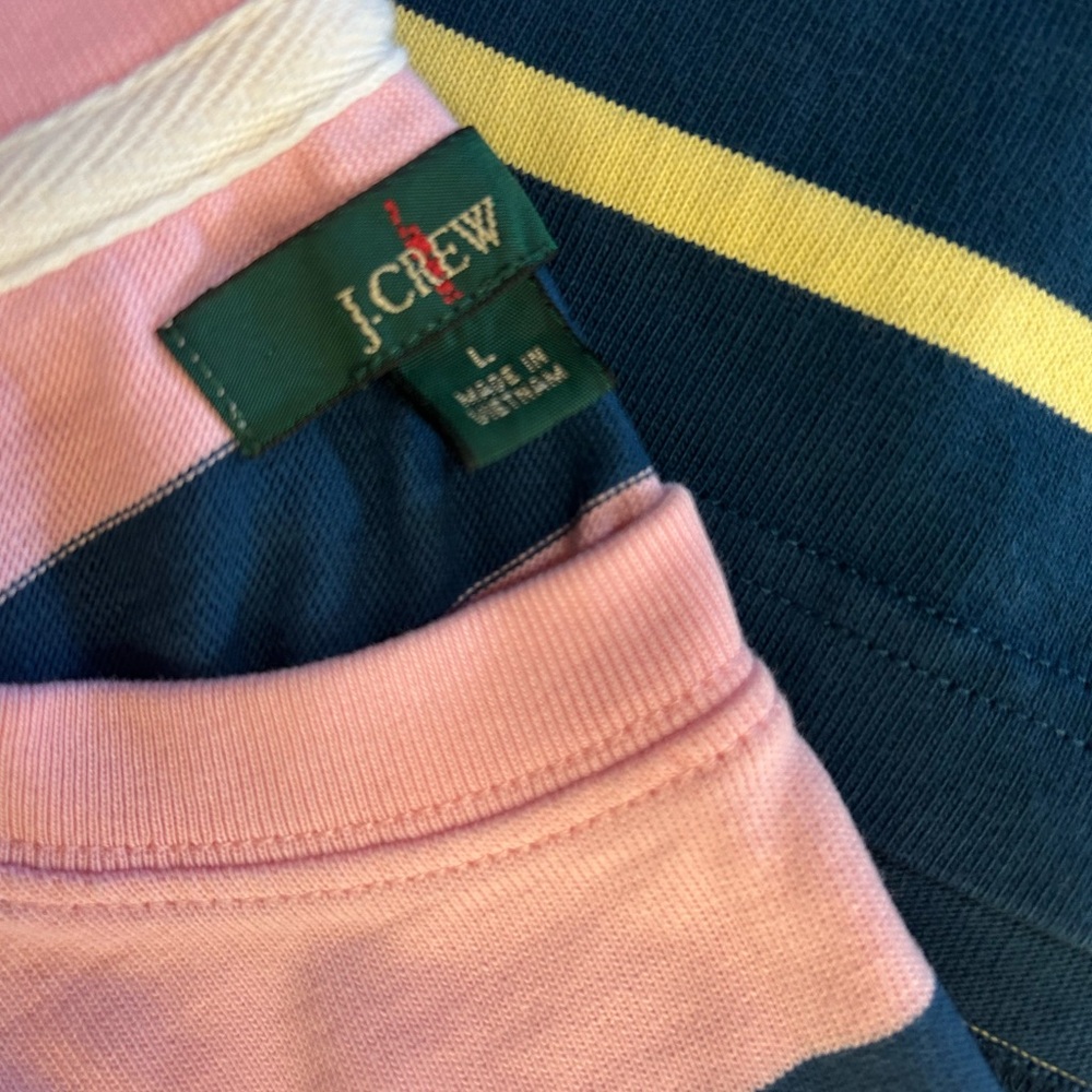 J. Crew Pink and Navy Crew Neck Shirt SIZE LARGE - Picture 8 of 8